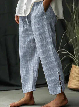 Levoire | Pantalon À Fente Rayé Avec Poche Et Lacets