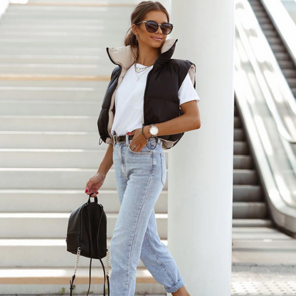 Levoire | Sans Manches Col Haut Veste Courte Avec Zip