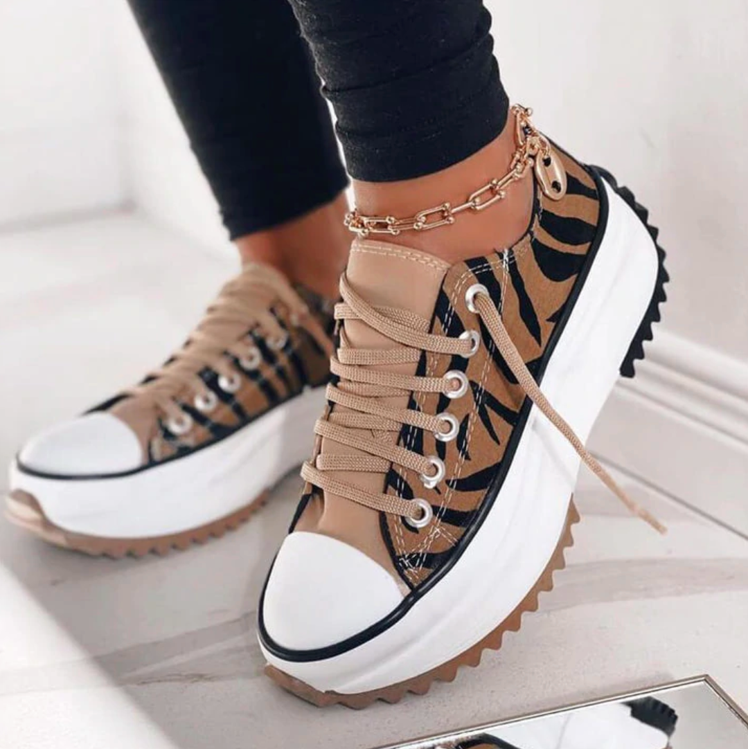 Levoire | Belles baskets à plateforme pour femme Rayures de tigre