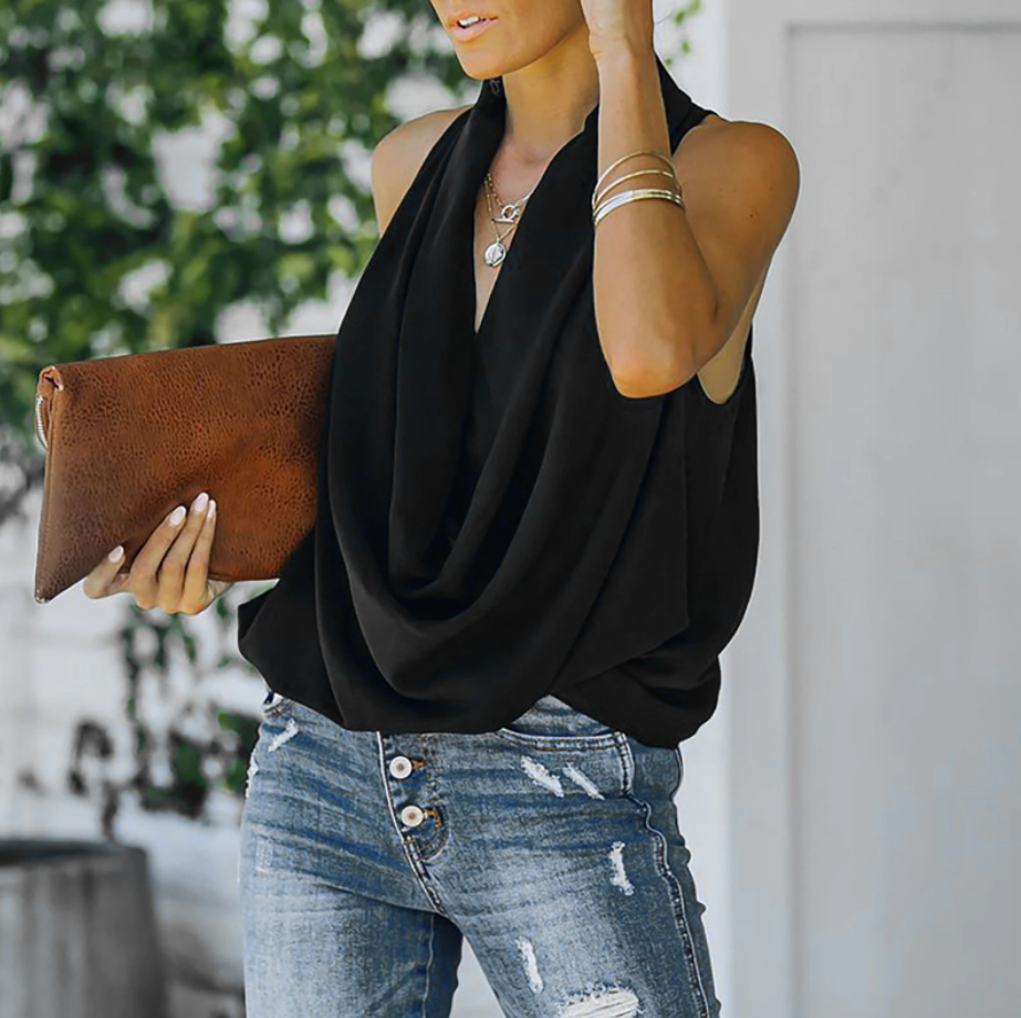 Levoire | Top Avec Col Bas Pour Femmes Noir