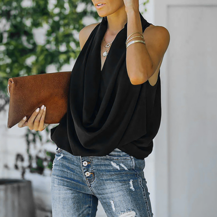 Levoire | Top Avec Col Bas Pour Femmes Noir