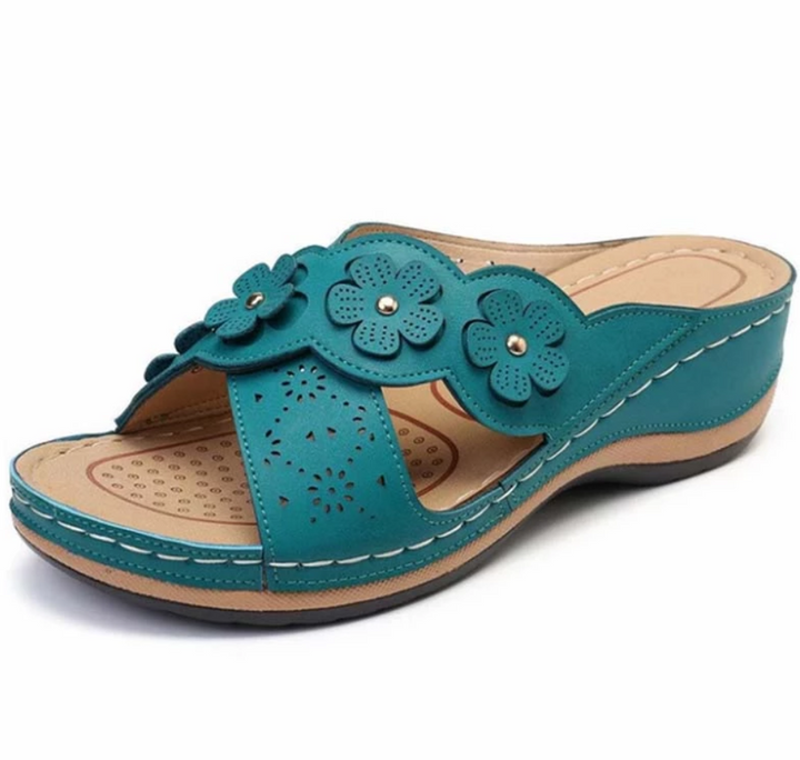 Levoire | Sandales Féminines Avec Design Floral Vert