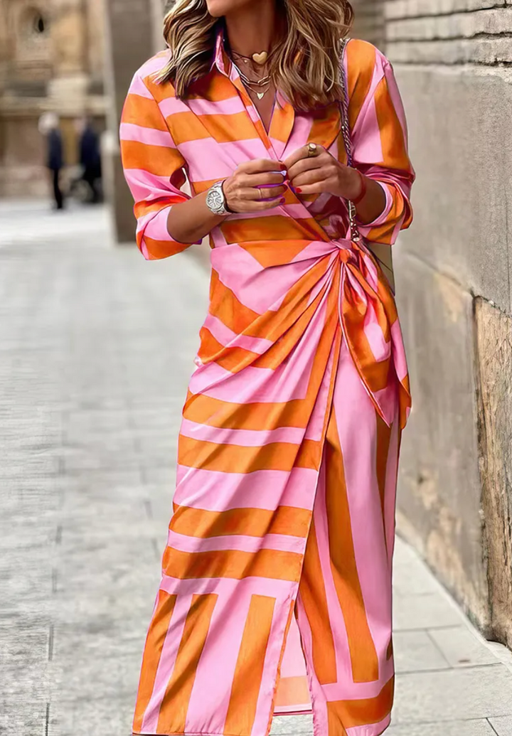 Levoire | Robe Portefeuille Imprimée Orange Rose (Presque épuisé)