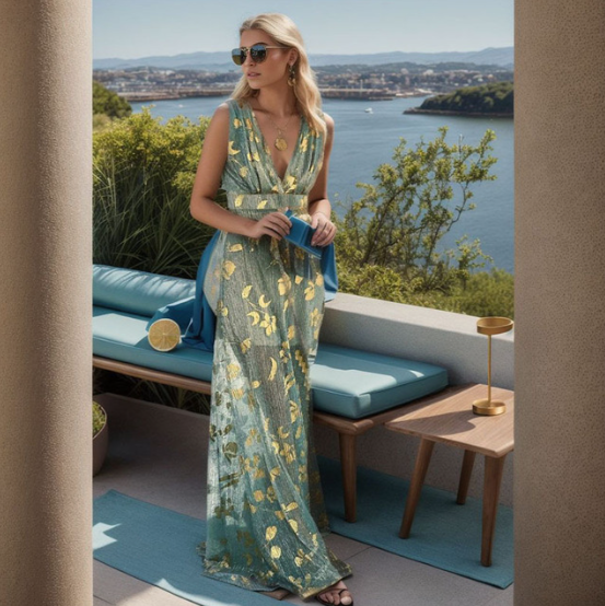 Levoire | Robe fluide élégante simple Cyan