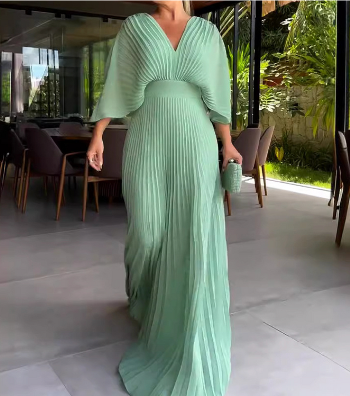 Levoire | Vibrantes Plissé Maxi Robe Mint (Épuisé rapidement)