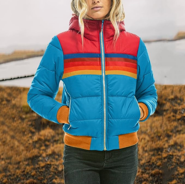 Levoire | Veste En Duvet Rétro Multicolore Bleu ciel