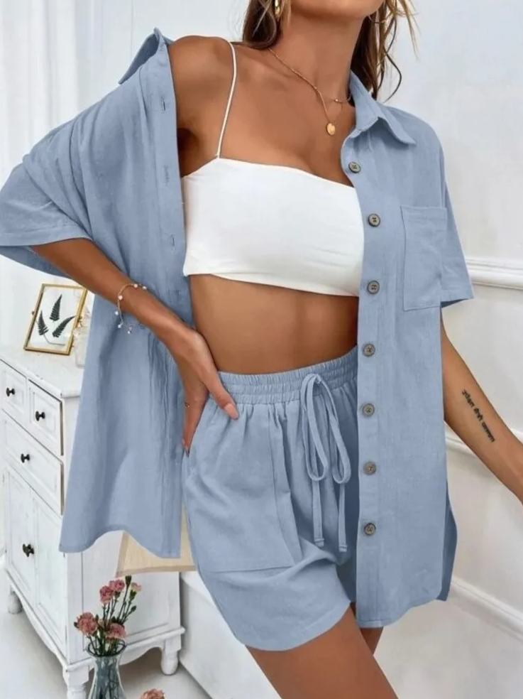 Levoire | Ensemble Deux Pièces Confortable Pour Femmes Bleu clair