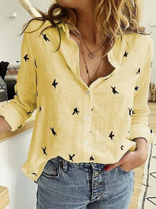 Levoire | Robe estivale imprimée Jaune (avec des oiseaux)