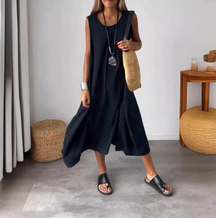 Levoire | Robe Sans Manches Tendance Avec Poche Pour Femmes Noir