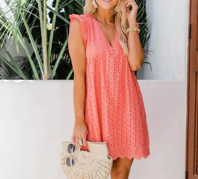 Levoire | Robe Mini Œillet Bohème D'Été Orange