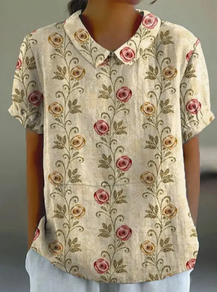 Levoire | Blouse Élégante Avec Motif Floral Pour Femmes Beige