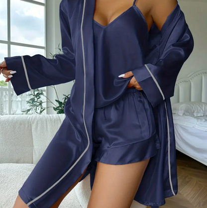 Levoire | Ensemble De Pyjama Sexy Stylé En Trois Pièces Bleu marine