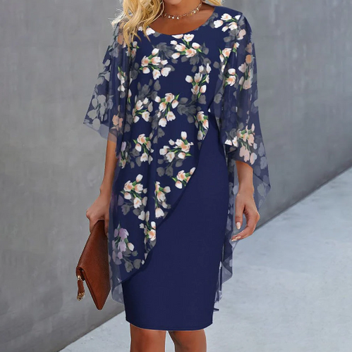 Levoire | Robe Élégante À Couches Avec Des Fleurs