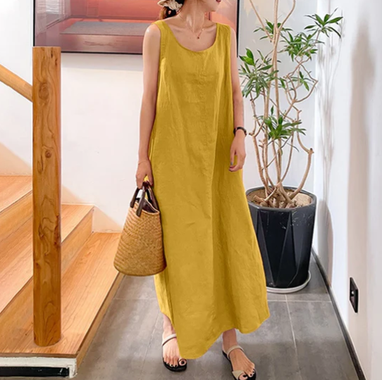 Levoire | Robe Sans Manches Élégante Jaune