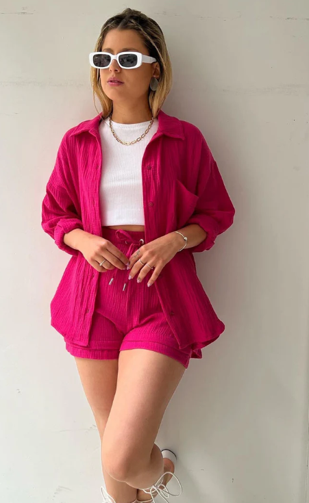 Levoire | Ensemble De Vêtements Élégant Deux Pièces Pour Femmes Magenta