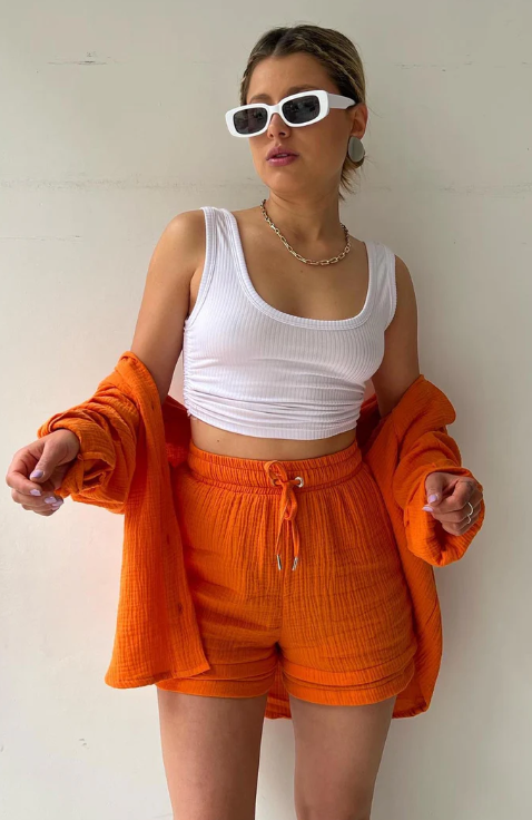 Levoire | Ensemble De Vêtements Élégant Deux Pièces Pour Femmes Orange