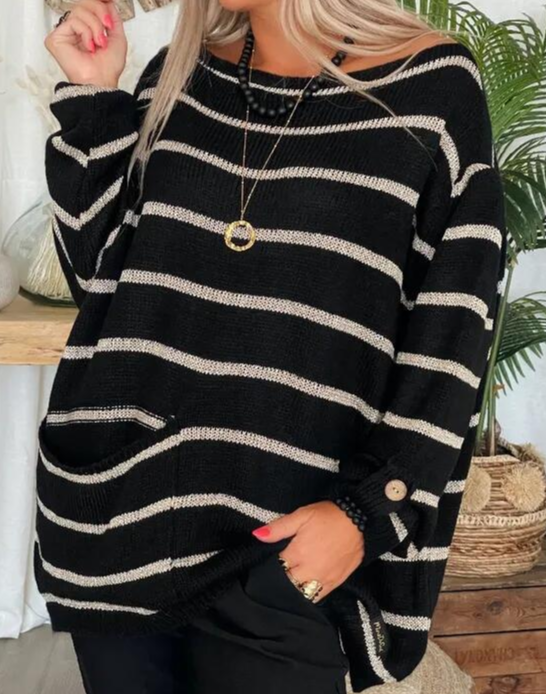 Levoire | Pull À Rayures Décontracté Et Confortable Pour Femmes Bandes noires
