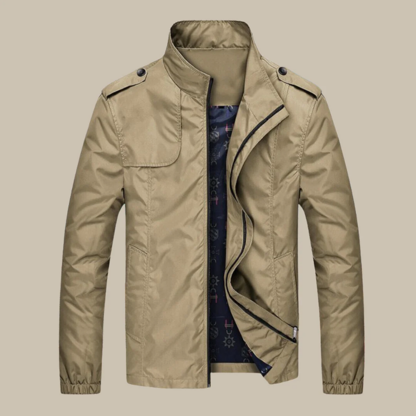 Levoire | Veste À Col Montant Imperméable À Manches Longues Khaki