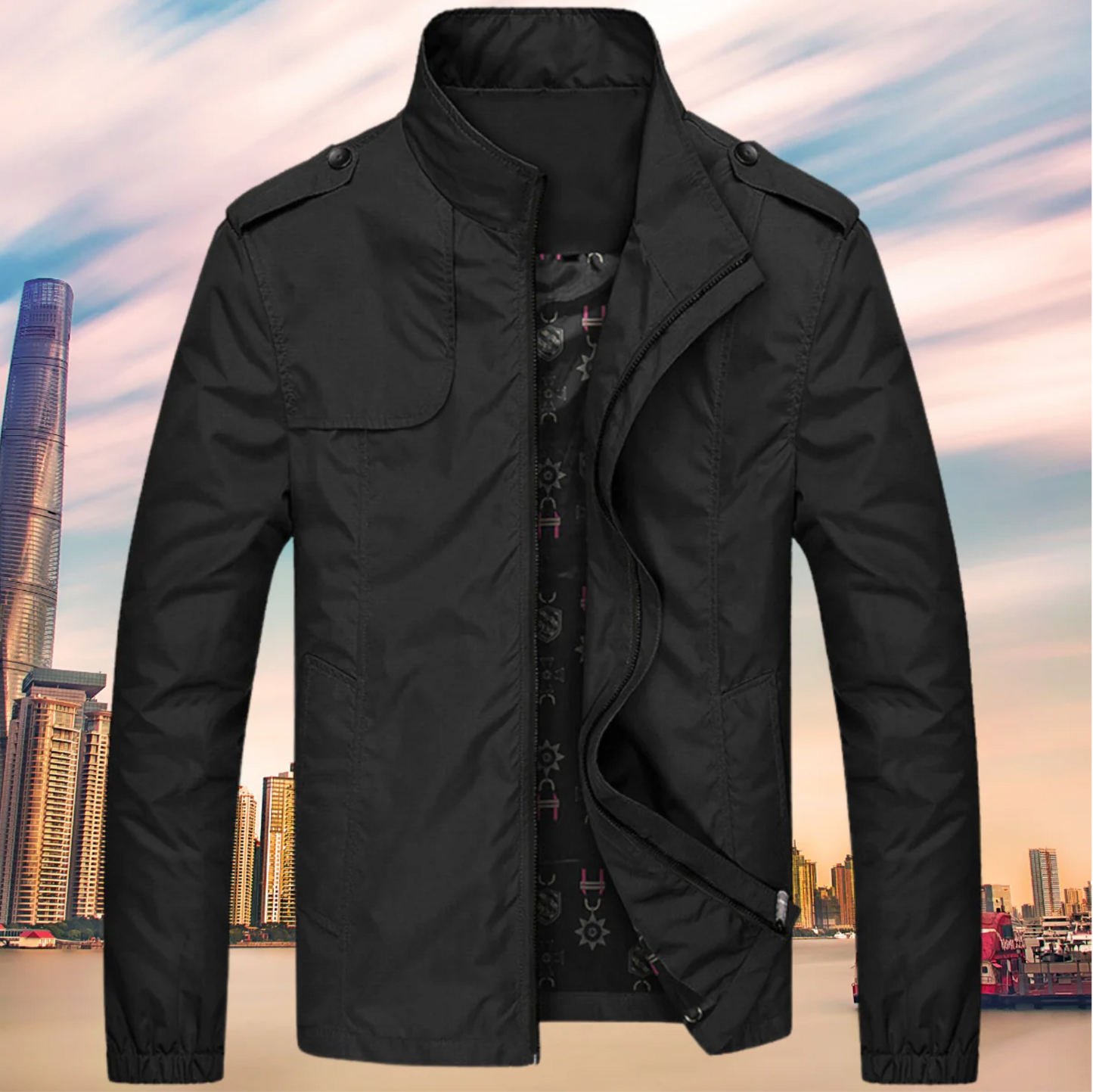 Levoire | Veste À Col Montant Imperméable À Manches Longues Noir