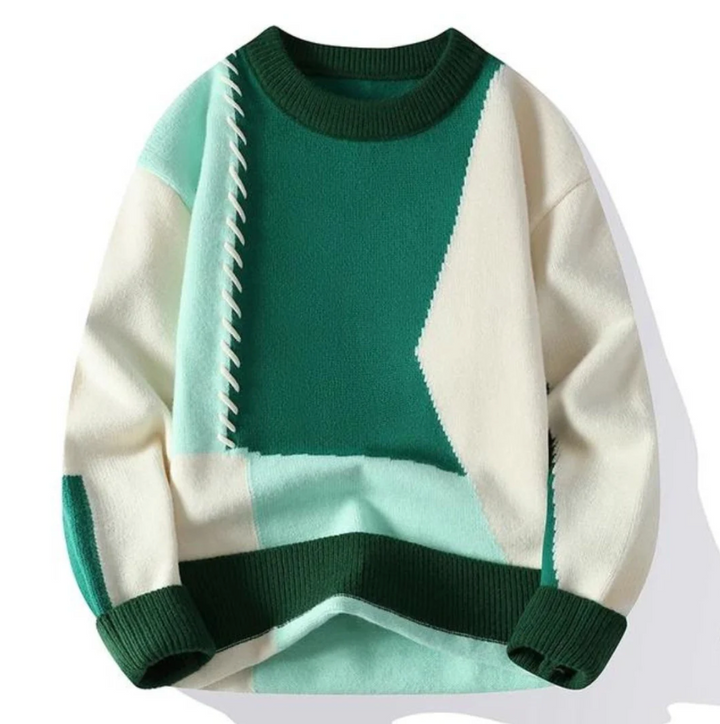 Levoire | Pull en tricot Confortable Vert Blanc (BIENTÔT ÉPUISÉ)