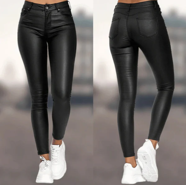 Levoire | Pantalons En Simili Cuir Taille Haute Noir