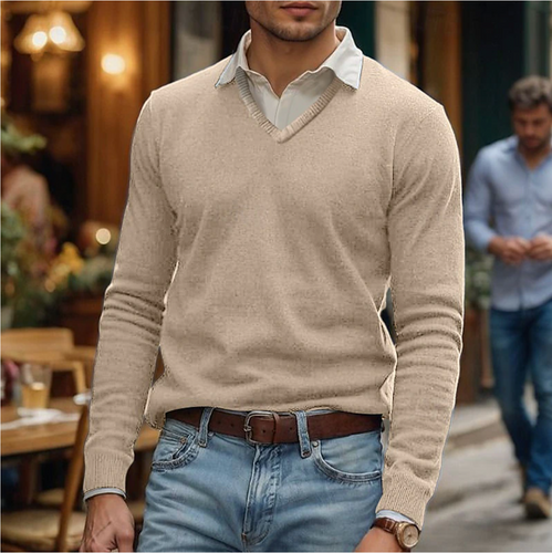 Levoire | T-Shirt À Col En V En Mélange De Coton Doux