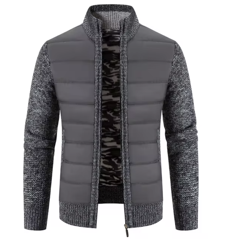 Levoire | Gilet à manches longues avec col montant en tricot gris foncé