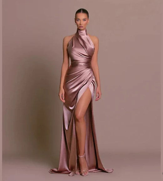 Levoire | Robe Cocktail En Satin Sans Fente Dans Le Dos Braun