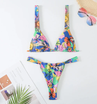 Levoire | Bikini Avec Imprimé Floral Bleu