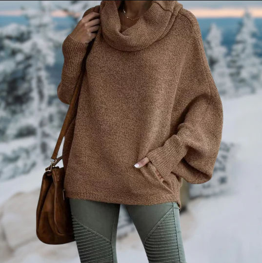Levoire | Pull À Col Montant Rento À Manches Longues Et Poches Braun