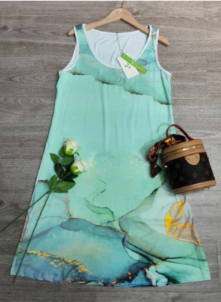 Levoire | Robe Mini En Marbre Bleu Océan En Écume De Mer