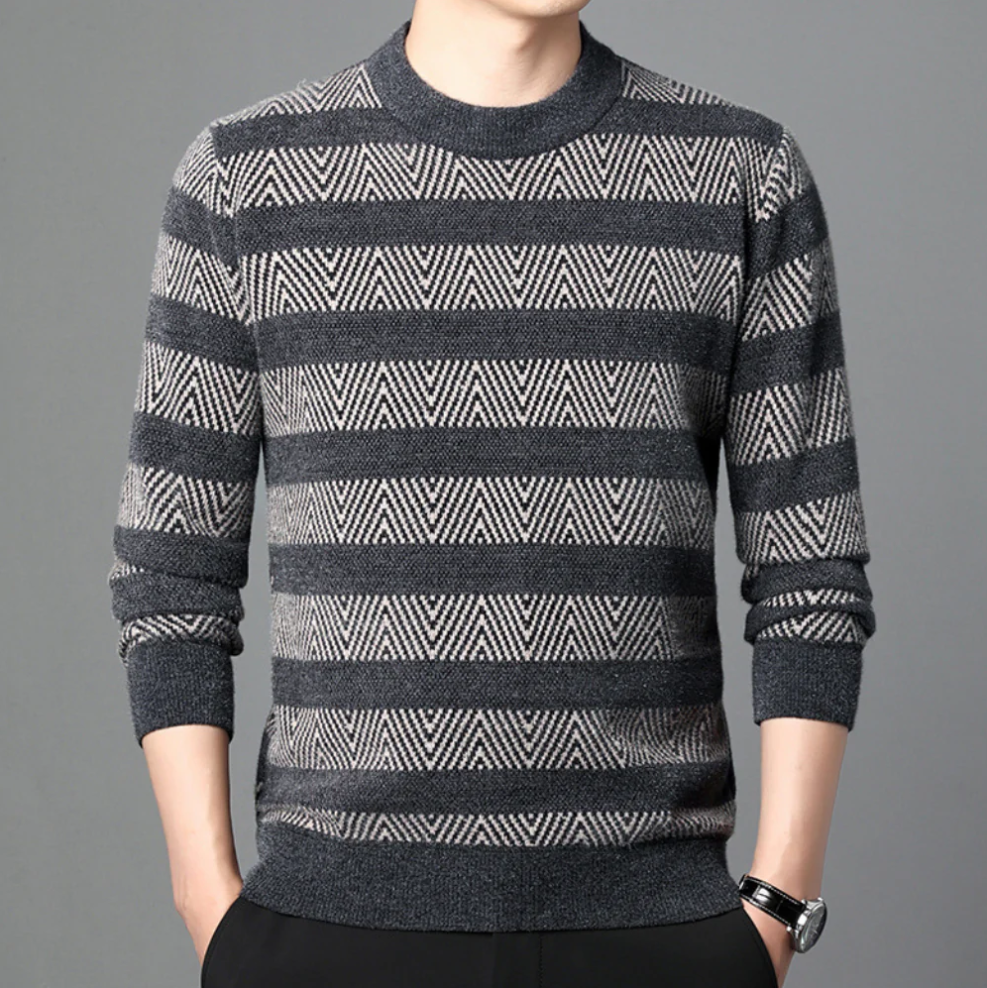 Levoire | Pull Homme Moderne En Tricot Avec Motif Gris