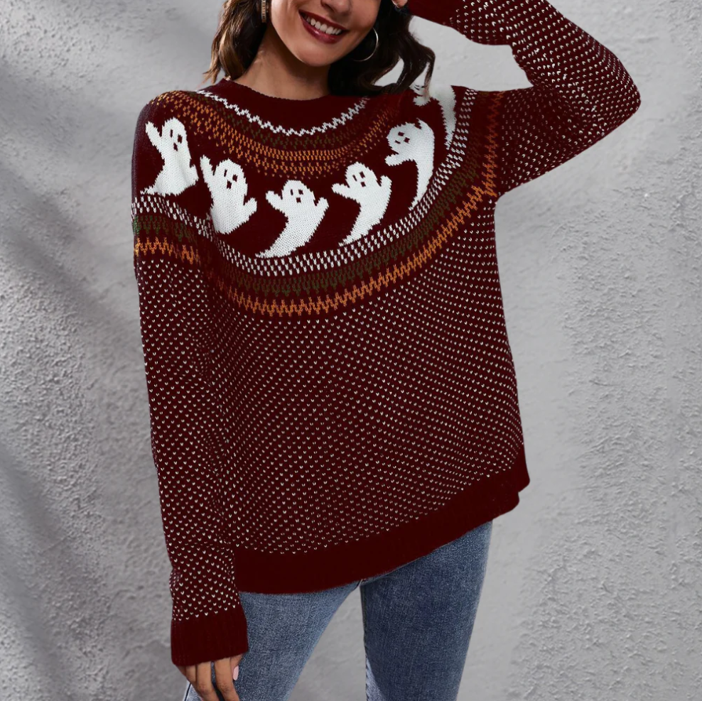 Levoire | Pull Confortable Avec Motif De Fantôme Pour Femmes Rot