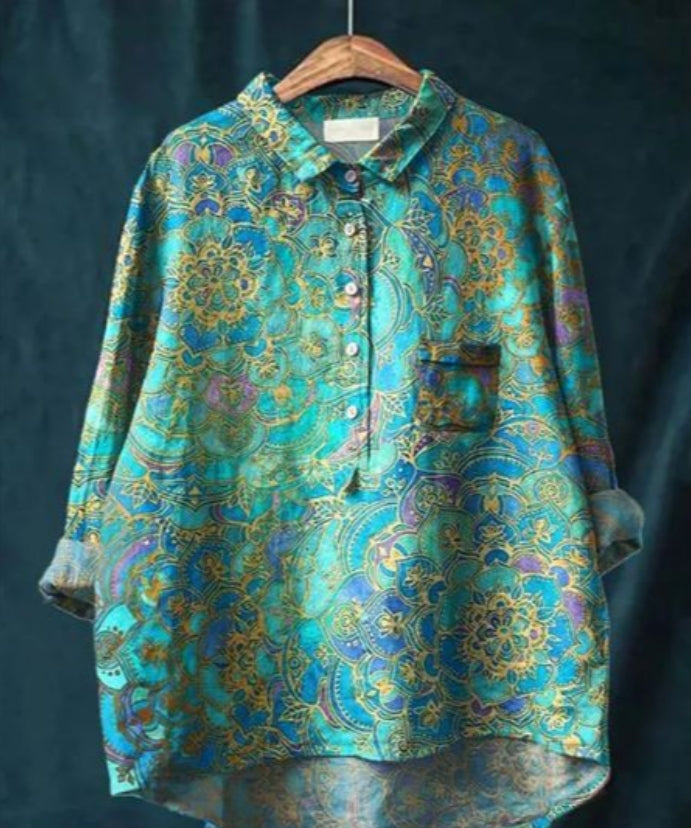 Levoire | Blouse Artistiquement Imprimée Avec Boutonnage Pour Femmes Fleurs 6