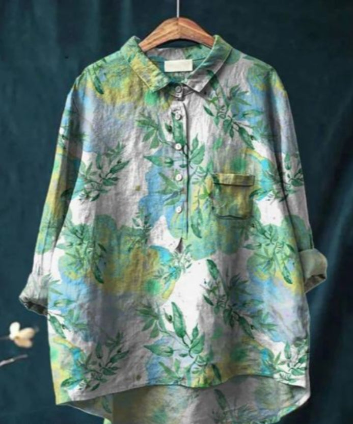 Levoire | Blouse Artistiquement Imprimée Avec Boutonnage Pour Femmes Fleurs 9