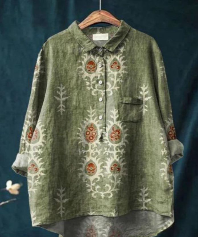 Levoire | Blouse Artistiquement Imprimée Avec Boutonnage Pour Femmes Fleurs 11