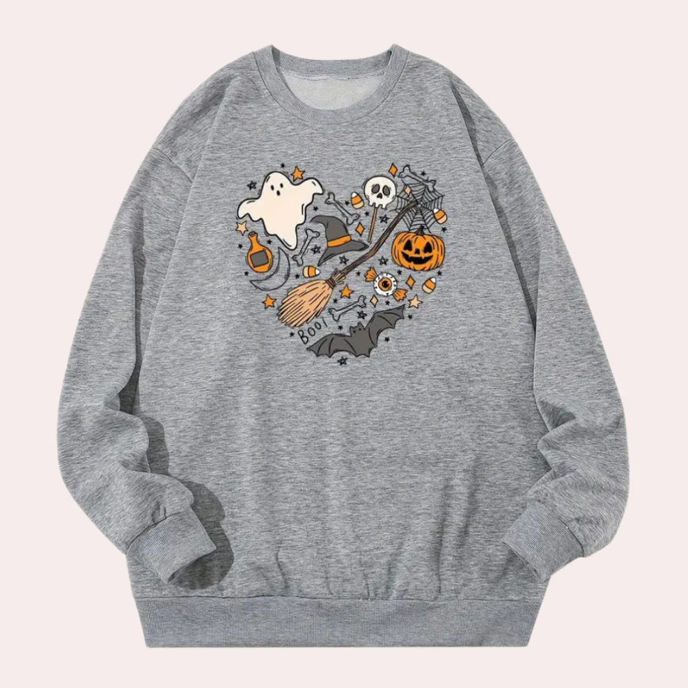Levoire | Sweat-Shirt D'Halloween Avec Motif À Vibrations Chic Pour Femmes Gris