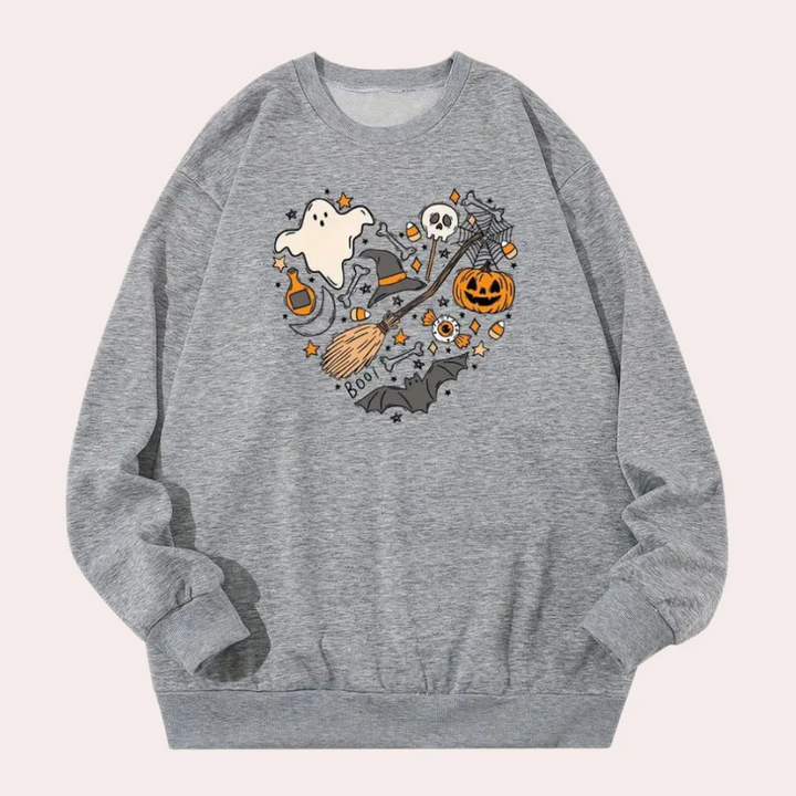 Levoire | Sweat-Shirt D'Halloween Avec Motif À Vibrations Chic Pour Femmes Gris