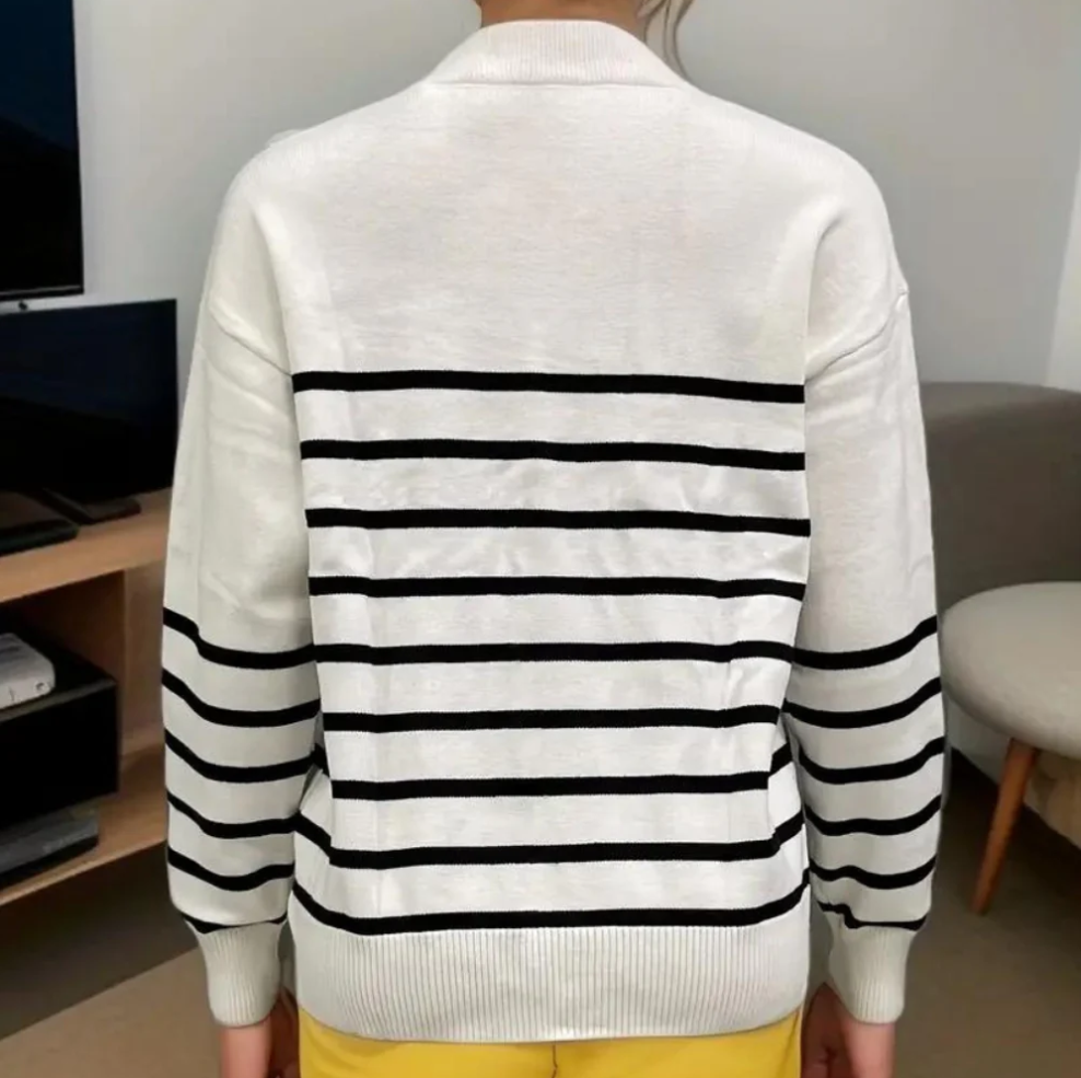 Levoire | Pull Femme Rayé Avec Fermeture Éclair