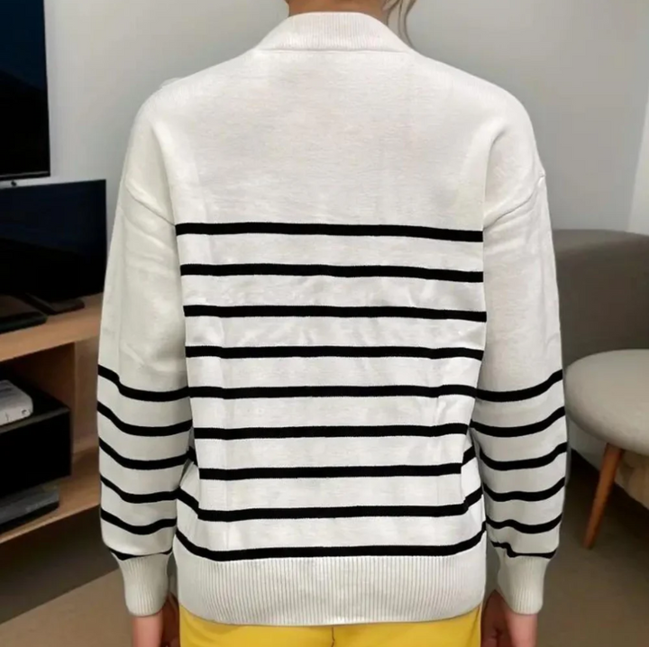 Levoire | Pull Femme Rayé Avec Fermeture Éclair