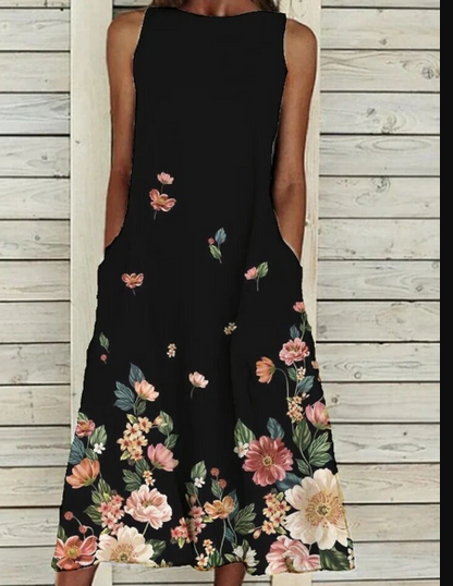 Levoire | Robe Débardeur Avec Imprimé Papillon Et Col Rond Noir