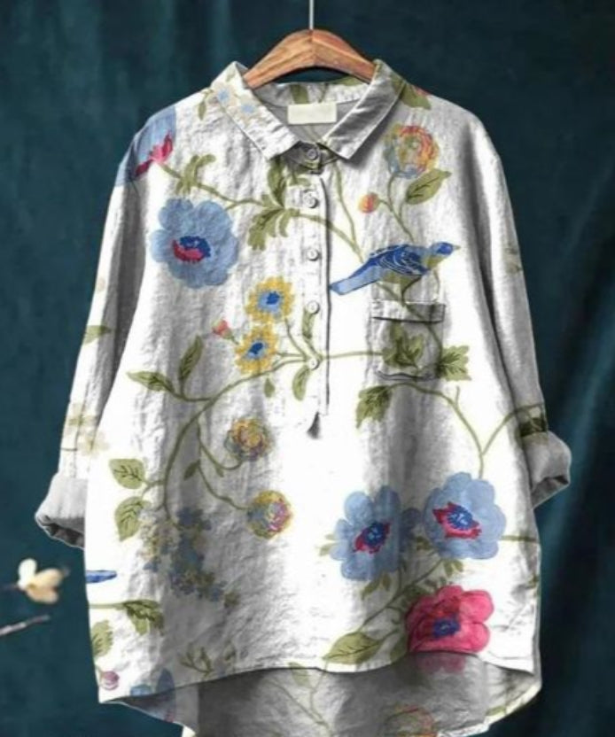 Levoire | Blouse Artistiquement Imprimée Avec Boutonnage Pour Femmes Fleurs 12