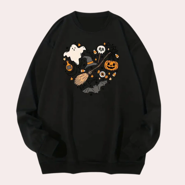 Levoire | Sweat-Shirt D'Halloween Avec Motif À Vibrations Chic Pour Femmes Noir