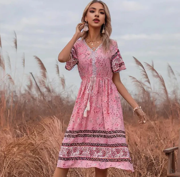 Levoire | Robe Boho Imprimée Ethnique Rosa