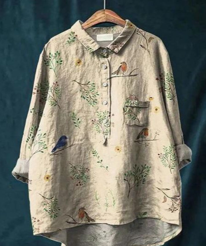 Levoire | Blouse Artistiquement Imprimée Avec Boutonnage Pour Femmes Fleurs 15