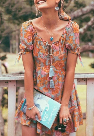 Levoire | Robe Boho Avec Volants Et Imprimé Floral