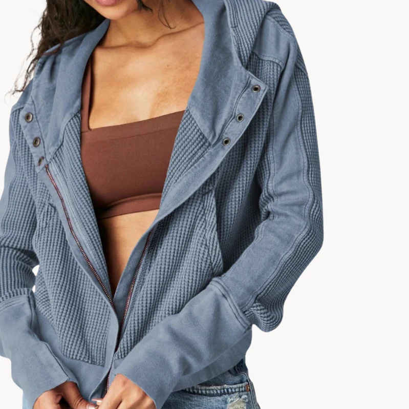 Levoire | Manteau Pour Femmes En Tissu Doux Et Luxueux Avec Poches Decoratives Bleu