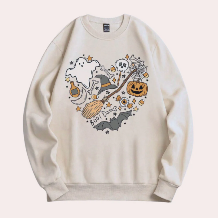 Levoire | Sweat-Shirt D'Halloween Avec Motif À Vibrations Chic Pour Femmes Beige
