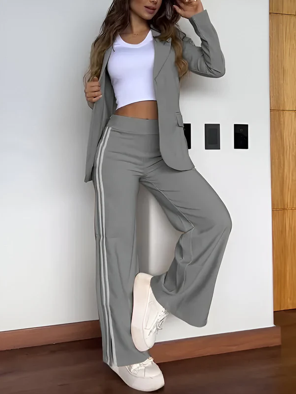 Levoire | Blazer Élégant Ensemble Avec Une Ambiance Décontractée Gris
