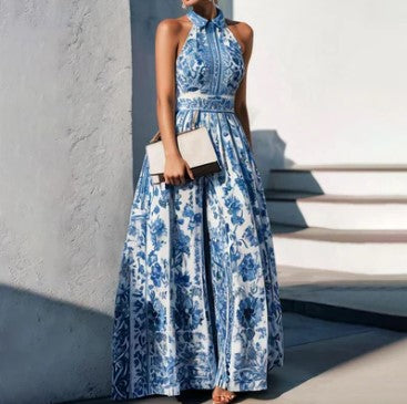 Levoire | Robe Maxi À Manches Courtes Avec Motif Floral